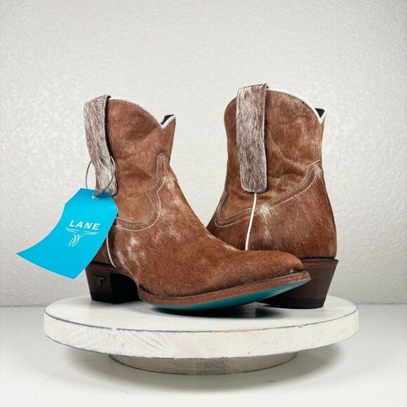 Lane Boots Shoes - NEW Lane PLAIN JANE Hair on Hide Cowboy Boots Womens 8.5 Leather Western Cowhide